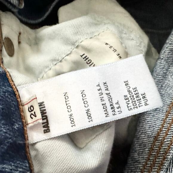 Baldwin Therese High Rise Classic Straight in Pure Wash Denim Jeans Women 26 - Picture 11 of 12